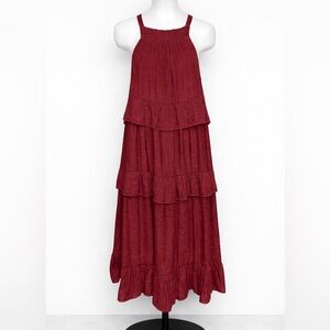 Tiered Maxi Dress in Burgundy